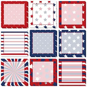 9 different 4th of July themed sticky note pads in various patriotic designs