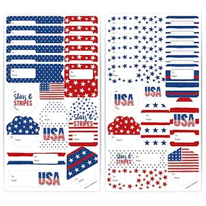 Big Dot of Happiness Stars and Stripes Gift Tag Stickers
