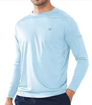 NORTHYARD Men's Sun Protection Long Sleeve Shirt, sky blue, for running
