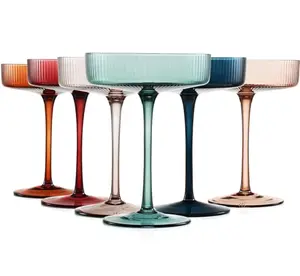 Colored Art Deco coupe glasses in pastel shades