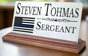 Broad Bay police officer thin blue line marble name plate