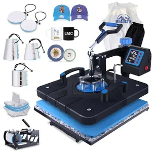 HORGELU upgraded 8 in 1 heat press with counting function, mode presets, and slide table for t-shirt and commercial use