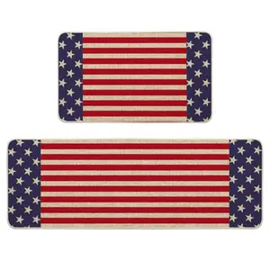 Artoid Mode stars and stripes kitchen mat set in blue and white
