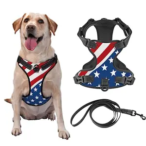 Futterya American Flag Star Patriotic no pull harness with reflective strips on a medium dog