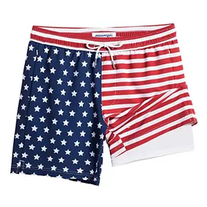 maamgic American flag swim shorts with built-in compression liner