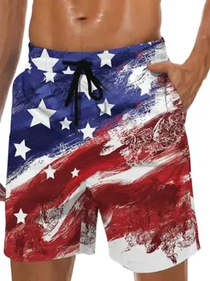 Lzzidou Men's 4th of July Patriotic Board Shorts
