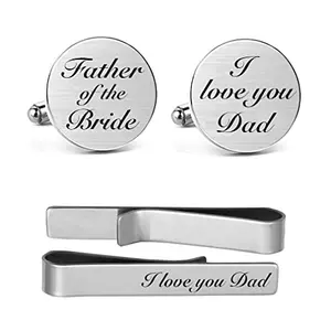 MUEEU Father of the Bride cufflinks and tie clip set in keepsake box