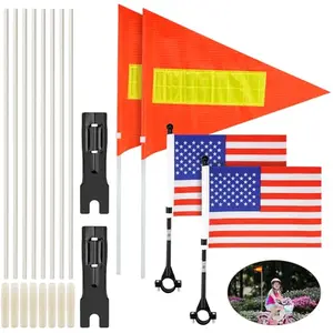 Uprony reflective safety flag kit with American flag and orange pennant