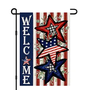 Patriotic garden flag 12x18 burlap double sided with American stars and stripes