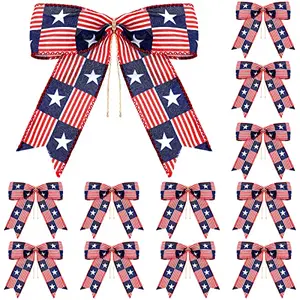 Bencailor 7-inch patriotic linen-like bows on a door wreath