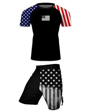 Zimperad American flag rash guard and shorts set for BJJ and MMA