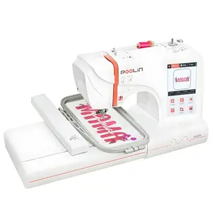 PooLin EOC05 embroidery machine with large display and patriotic design