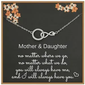 Sterling silver infinity circle mother daughter necklace
