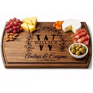 Barika personalized wood cutting board with elegant engraving and dark brown finish