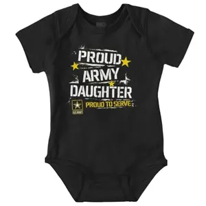 Baby girl in Proud Military Daughter onesie