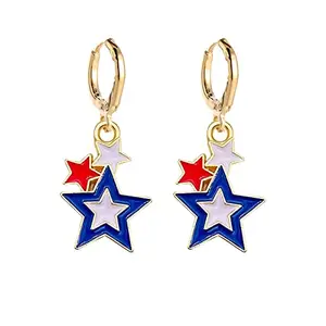 Colorful American flag shaped earrings for kids with ice cream design