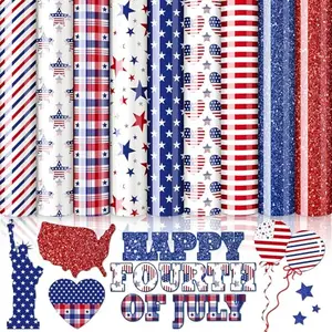 Whaline Glitter Patriotic Heat Transfer Vinyl sheets with heart and star patterns