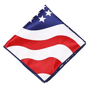 PROCOS small American flag print pocket square on a white shirt with gray suit