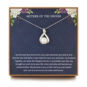Sterling silver pearl pendant necklace for mother of the groom