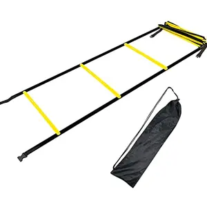 Socpuro yellow and black agility ladder with fixed rungs