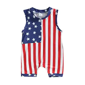 FIOMVA My First 4th of July Sleeveless Romper
