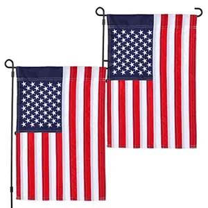 JUSHEN 2 pack embroidered American garden flags double-sided