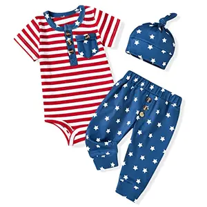 Newborn in Aalizzwell American flag bodysuit and shorts set