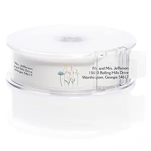 Artistic Direct Clear Wildflower rolled return address labels with plastic dispenser