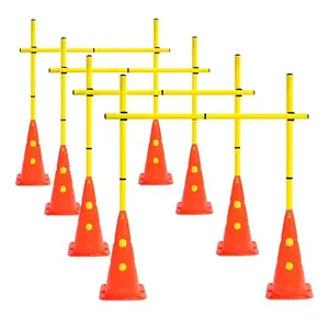 ASENVER orange agility hurdles and cones set up on field with adjustable height