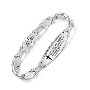 Silver bible verse bracelet with engraved scripture