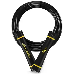 1.1 pound heavy jump rope with black PVC cord and ergonomic handles for boxing training