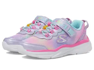 Skechers Kids Girls Power Jams Sneaker with sparkle mesh and friendship bracelet charm