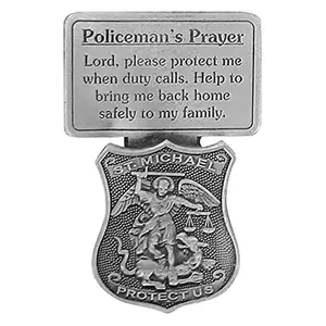 Antique pewter St. Michael car visor clip for law enforcement officers