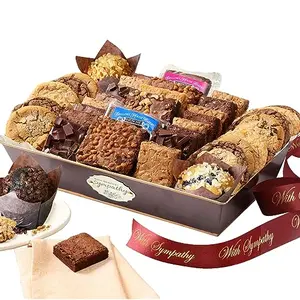 Broadway Basketeers premium sympathy gift basket with brownies and cookies