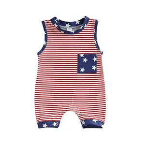 Twopumpkin Star and Stripes romper for baby boys