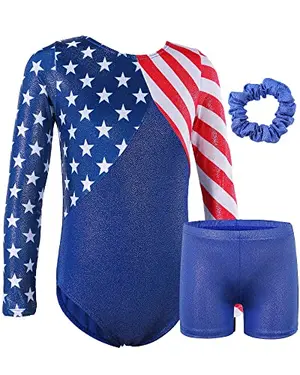 BAOHULU patriotic sparkle leotard with diamond accents