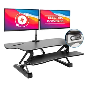 Mount-It! 47.2 inch electric standing desk converter with dual monitor arm