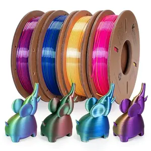Kretrum Tri Color Silk PLA 3D Printer Filament Bundle 1.75mm 4 Spool 250g Red Yellow Blue Red Blue Green for 1776 art