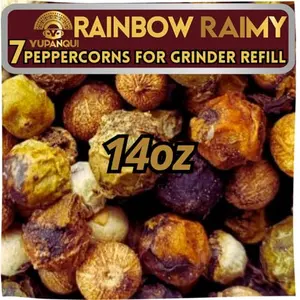Yupanqui Organic Rainbow Peppercorns refill bag showing multiple colored peppercorns