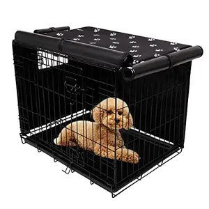 Pet Prime 24-inch dog crate cover in black with four-door access