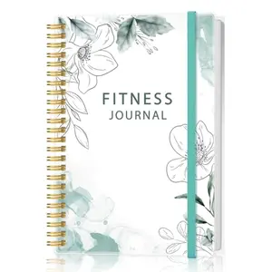 Heveboik fitness journal with floral cover and elastic band