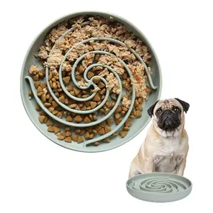Bifeaw silicone slow feeder dog bowl in grey green