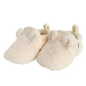 Gerber baby fleece lined booties with ears in ivory