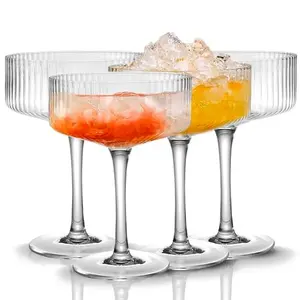 Qipecedm ribbed coupe glasses set of 4