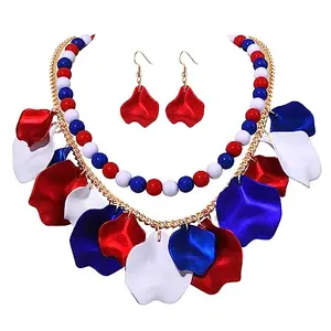 FAERLIIRY flower petal patriotic jewelry set