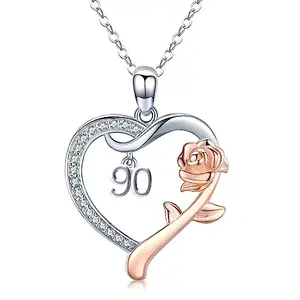 Sterling silver rose-shaped pendant with cubic zirconia accents, a symbol of charm and passionate love