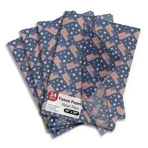 American flag printed tissue paper in gift bag