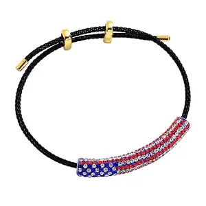 MICANU American flag crystal braided rope wrap bracelet