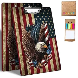 Cute plastic clipboard with majestic eagle and American flag design, includes sticky notes, perfect for classrooms and volunteer sign-ups