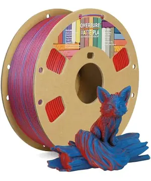 OVERTURE Dual Color Matte PLA 3D Printer Filament Blue-Red Spool for 1776 themed prints